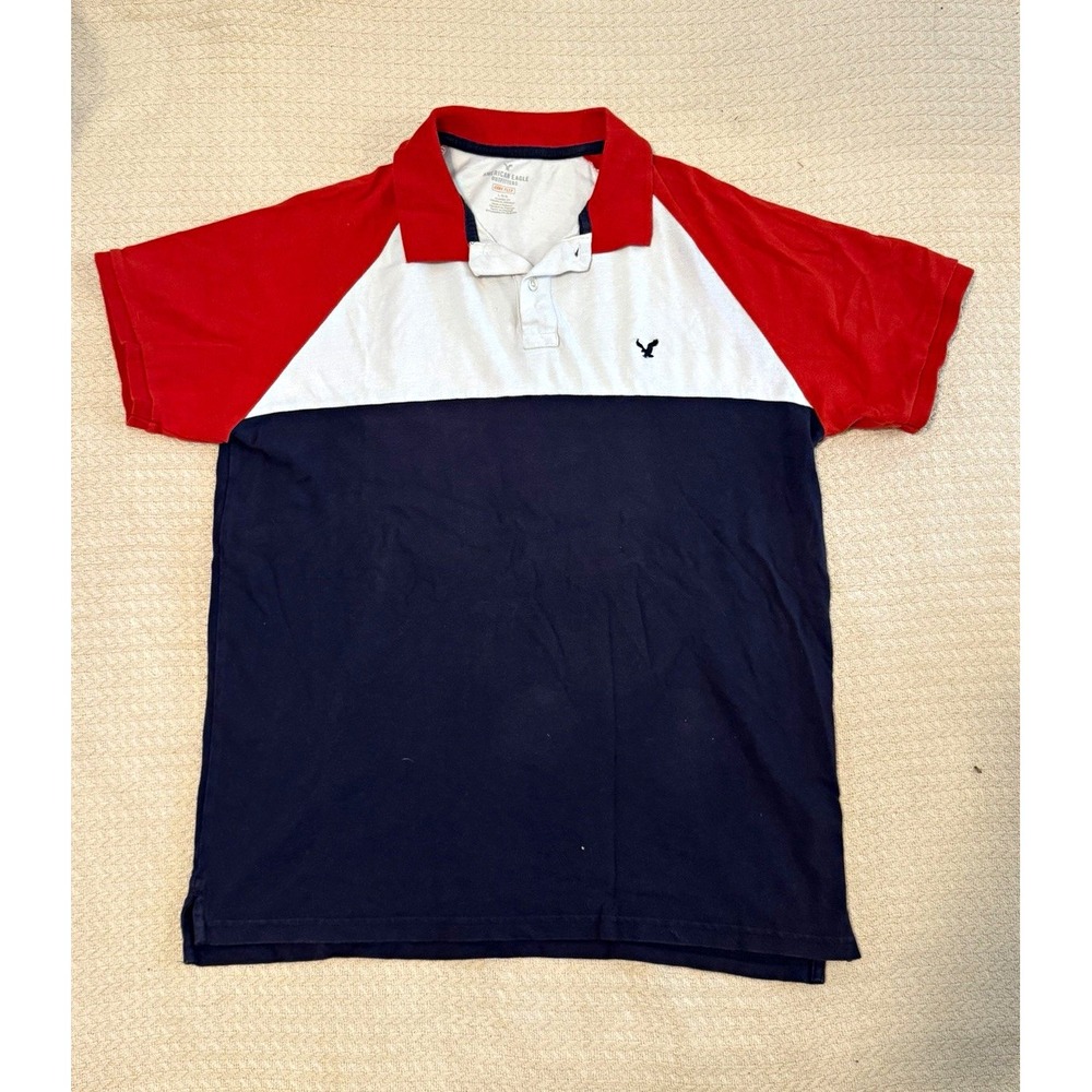 American Eagle Outfitters Men's Polo Shirt L Short Sleeve Colorblock